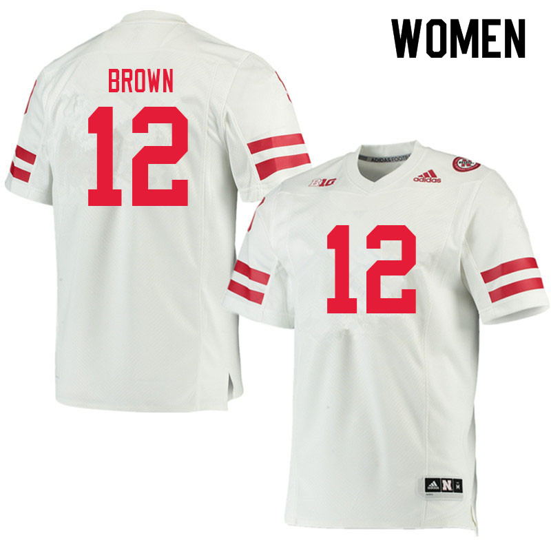 Women #12 Omar Brown Nebraska Cornhuskers College Football Jerseys Sale-White